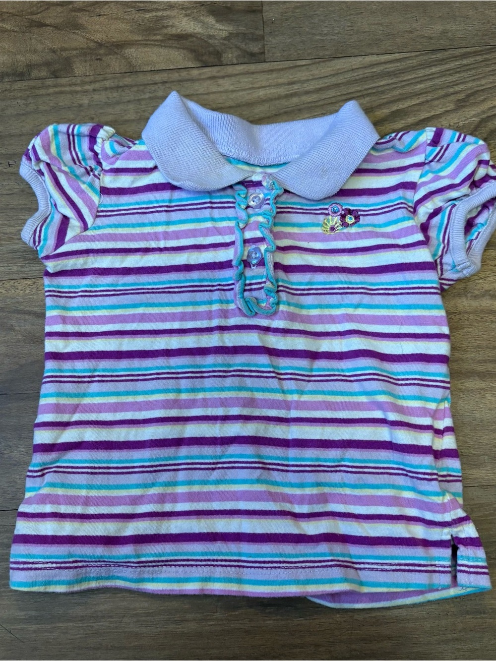 Wonderkids Striped Polo Shirt - Purple, Teal & White